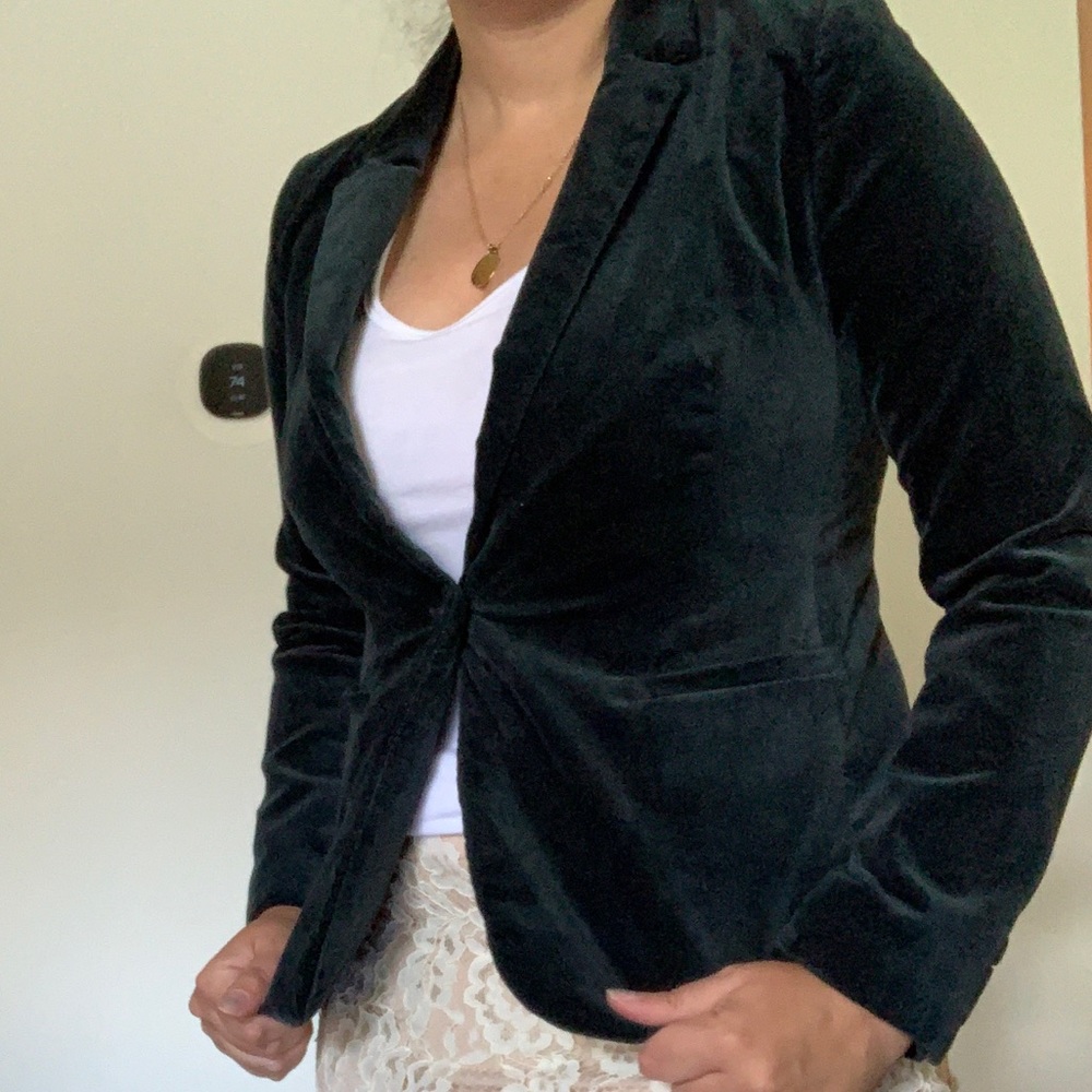 Velvet / velour blazer - dark green